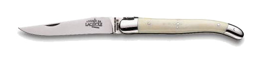 Forge de Laguiole knife, 12 cm, Natural Bone handle stainless steel bolster folding knife