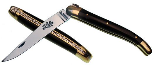 Forge de Laguiole knife, 11 cm single blade, dark Horn handle - 1211 BN