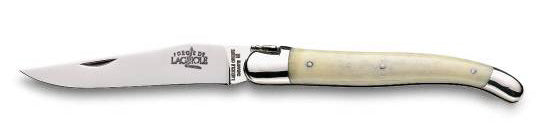 Forge de Laguiole knife, 12 cm, Natural Bone handle stainless steel bolster folding knife
