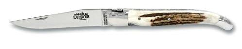 Forge de Laguiole knife, 12 cm, Deer Horn handle, stainless steel bolster folding knife 1212INCF